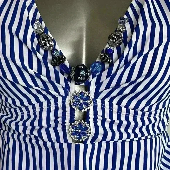 🆕Embellished Printed Ruched Tankini - Picture 6 of 16